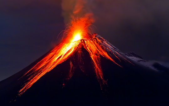 Volcano exploding