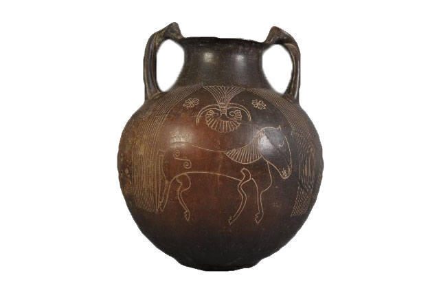 amphora with horses on it