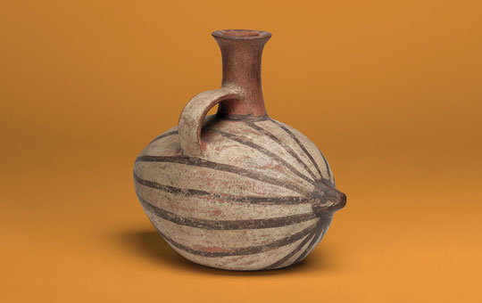 Vessel in the shape of a fruit from the Pachacamac site in Peru.