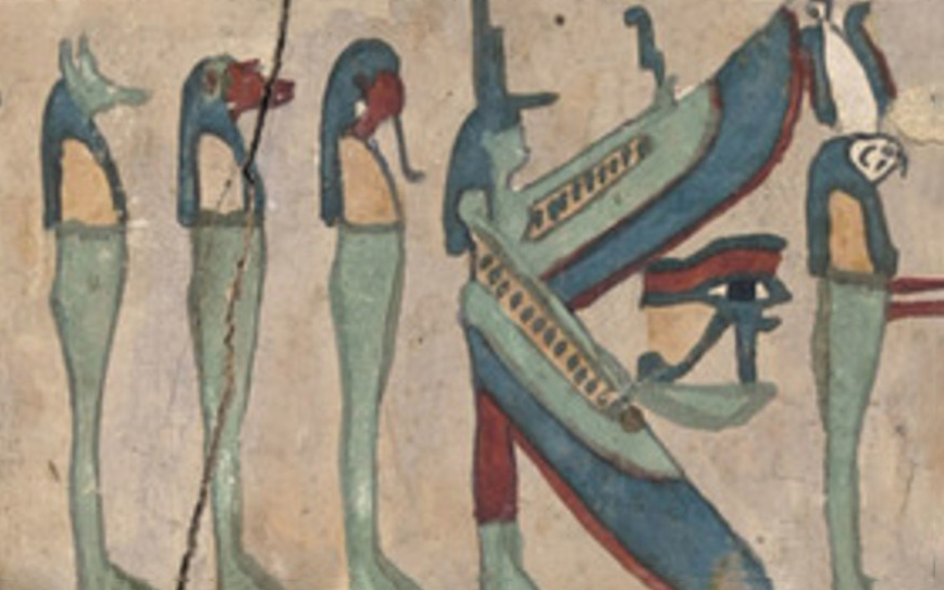Close up of papyrus scroll.