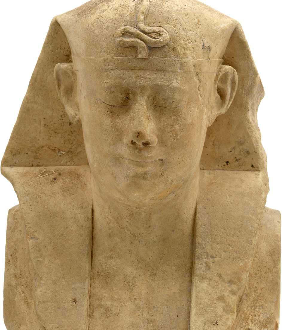 Bust of a Ptolemaic king wearing a nemes headdress with a uraeus.