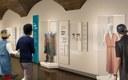 Rendering of the Stories We Wear exhibit.