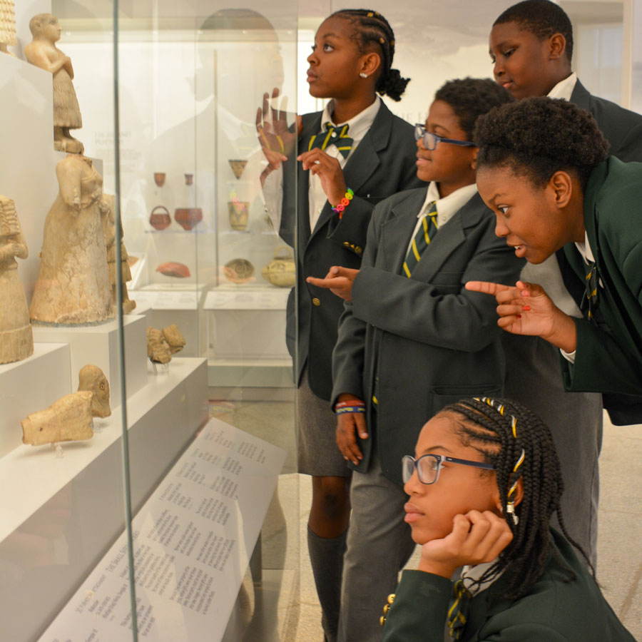 A school group in the galleries.