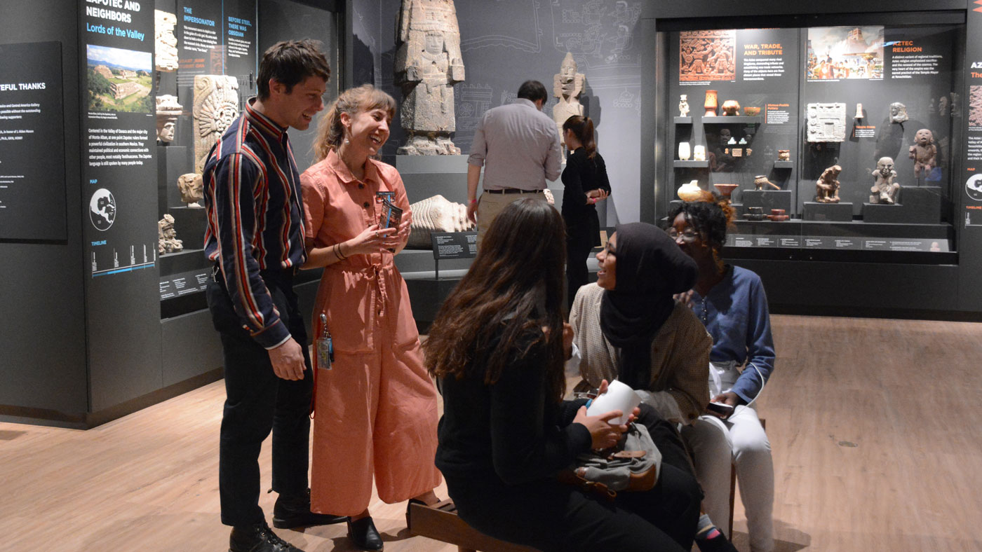 A group of students in the Mexico and Central America gallery.