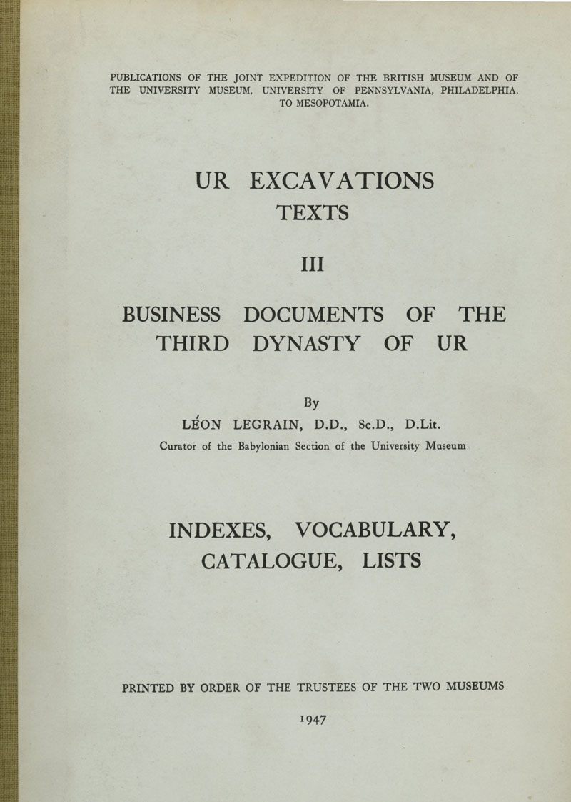 Ur Excavations, Texts, vol. 3, part 2
