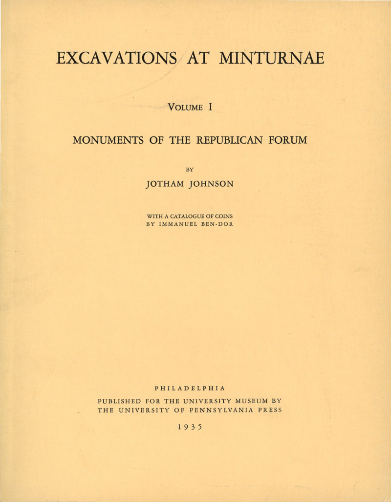 Excavations at Minturnae, vol. 1