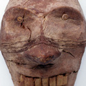Wooden Face, c. 1800-1500 BCE, Excavated from Xiaohe (Little River) Cemetery 5, Charqilik County,  © Xinjiang Institute of Archaeology Collection.