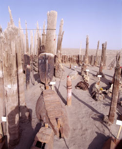 Xiaohe Modi (Little River) Cemetery 5 in situ, ca 1800-1500 BCE. Charqilik (Ruoqiang) County, Xinjiang Uygur Autonomous Region, China. © Xinjiang Institute of Archaeology