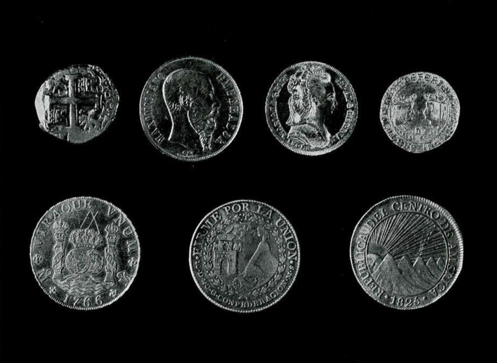 Seven Spanish coins from Latin America