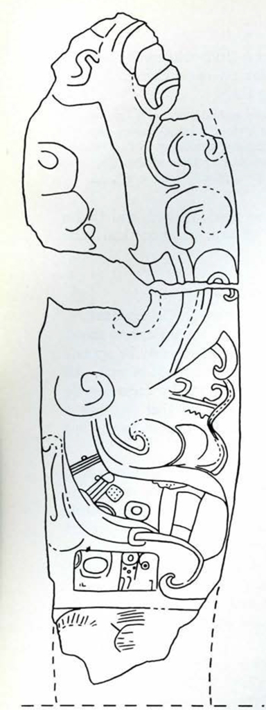 Drawing of the designs carved into the fragments of Stela 18.