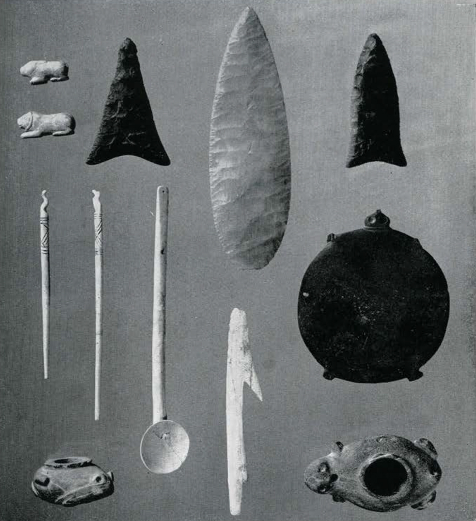 An assortment of small objects found in predynastic tombs in Egypt.