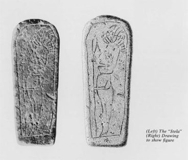(Left) the "Stela" (Right) Drawing to show figure.