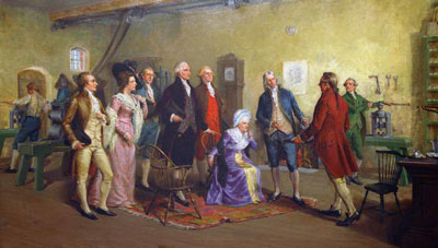 A painting of a group of men and women in 1792