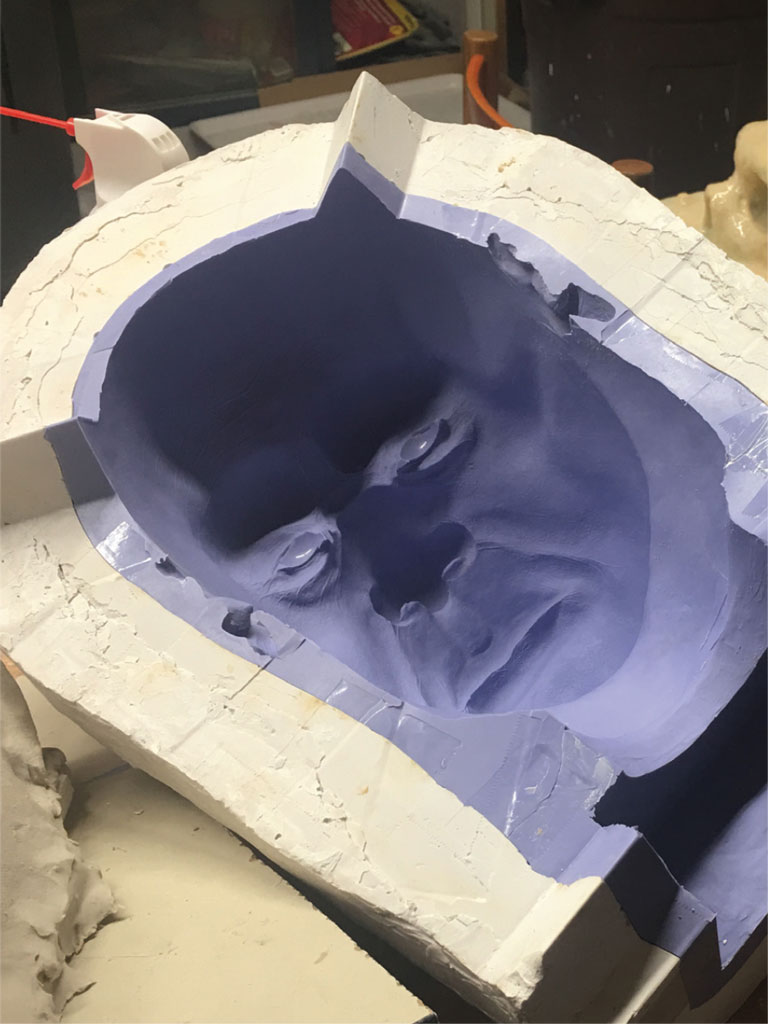 A silicone negative of the reconstruction.