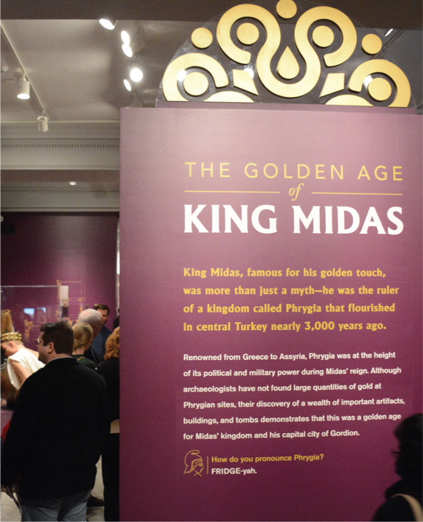 The opening panel for the Golden Age of King Midas exhibit.