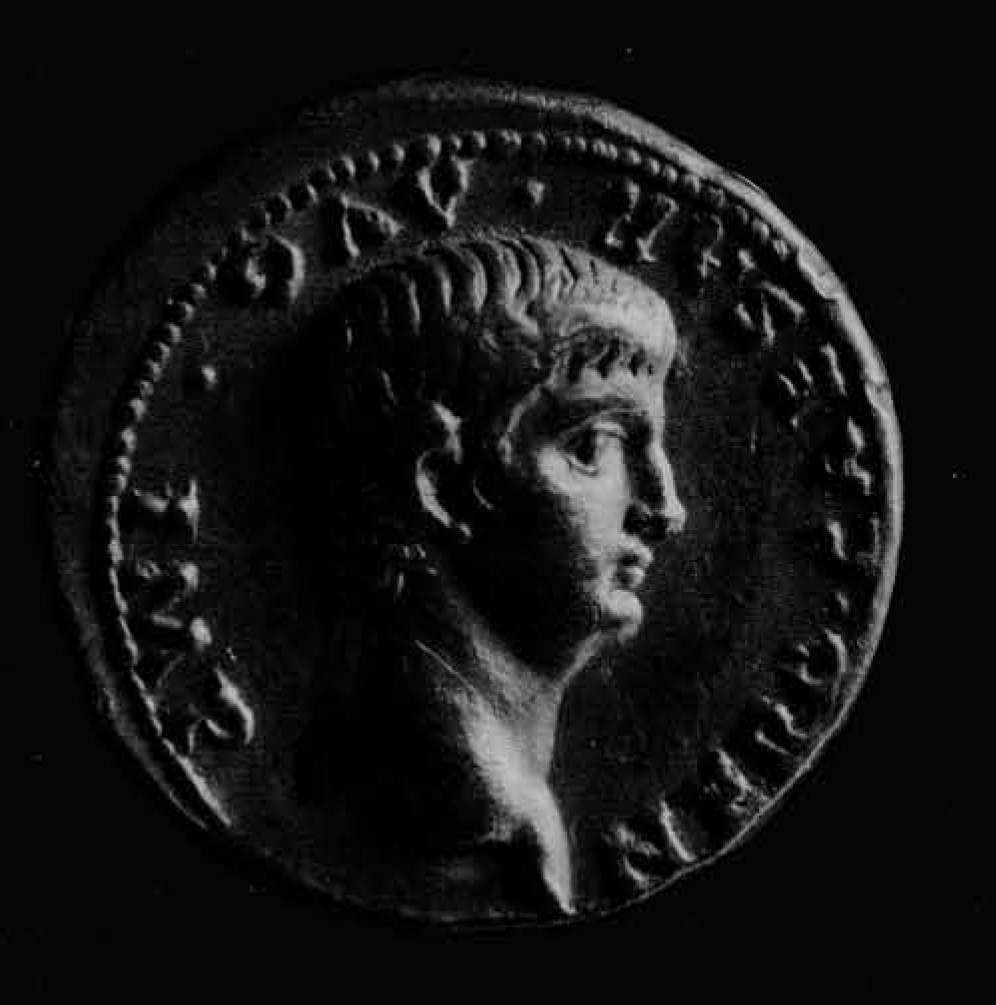 Coin showing bust of twenty year old Nero in profile.