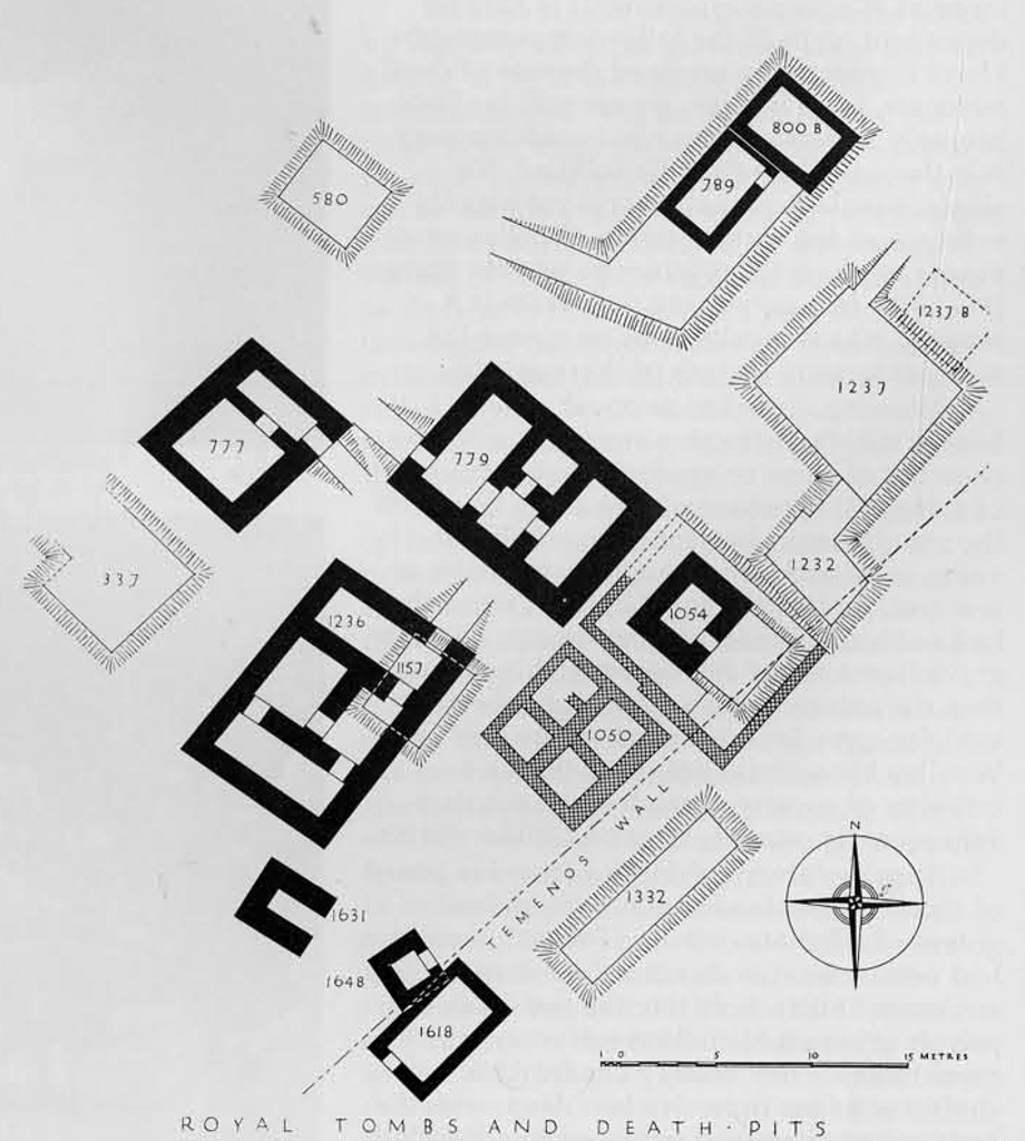 Drawn plan of the building comprising the royal tombs.