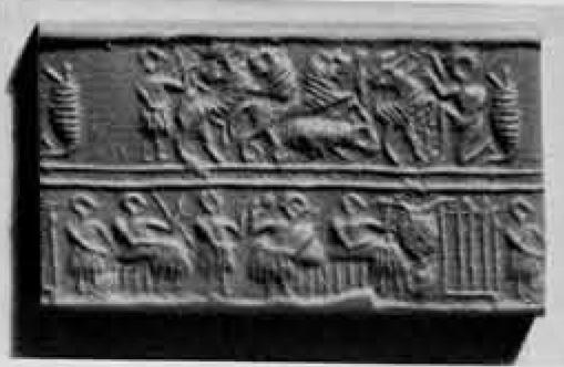 Cylinder seal impression, two registers of figures.