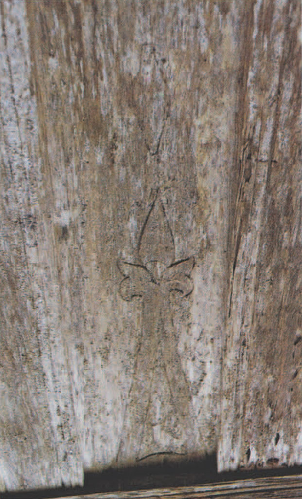 A crude carving of a bamboo sprout.