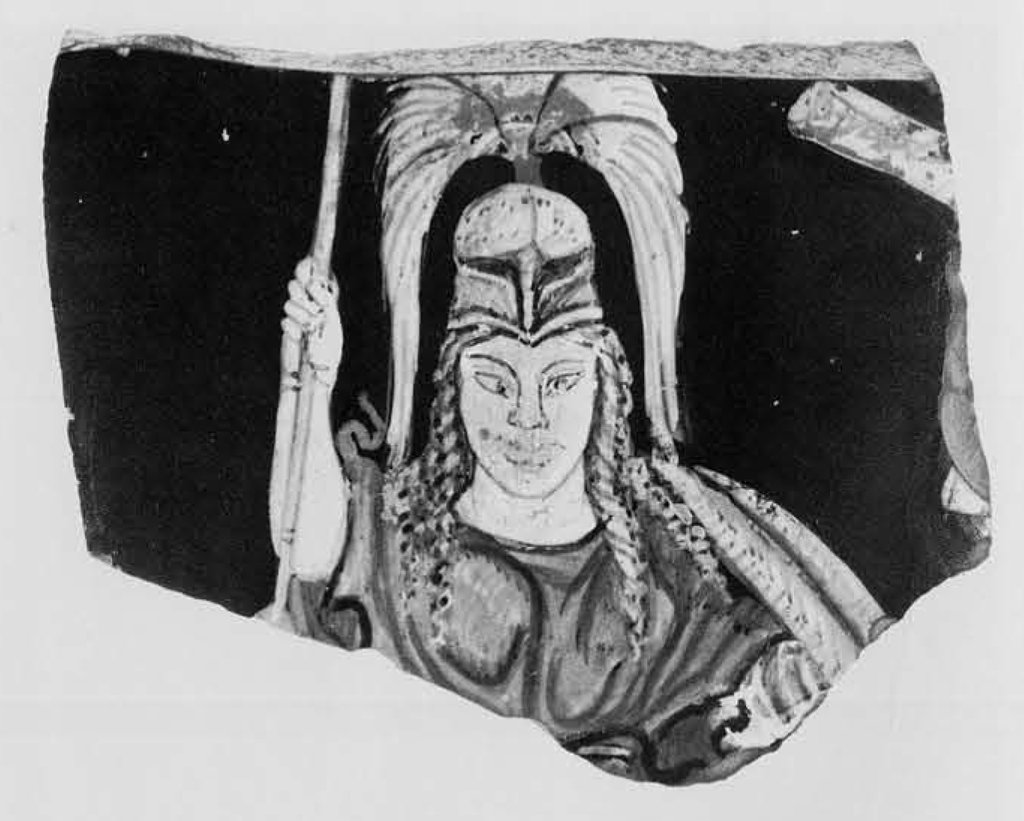 Sherd showing a cross eyed Athena.