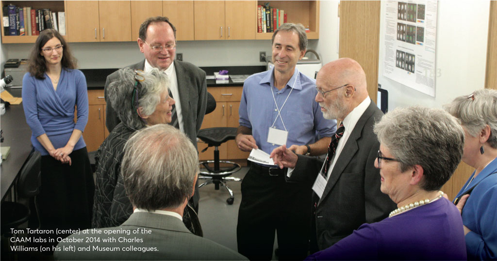 Museum staff and donors in the CAAM labs.