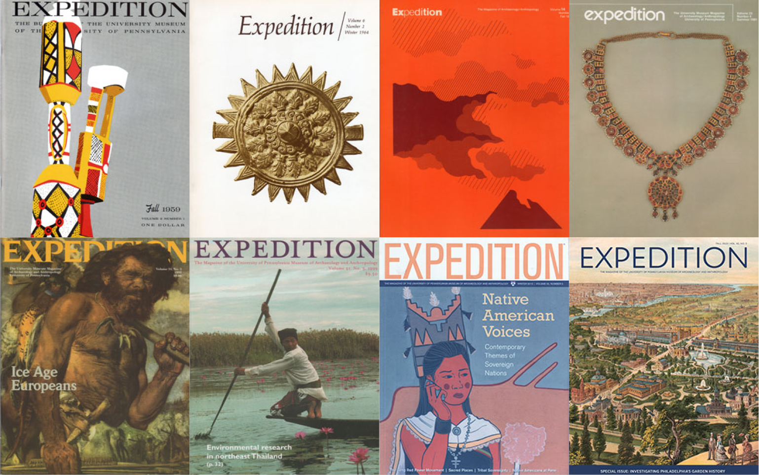 A collage of past Expedition issue covers.