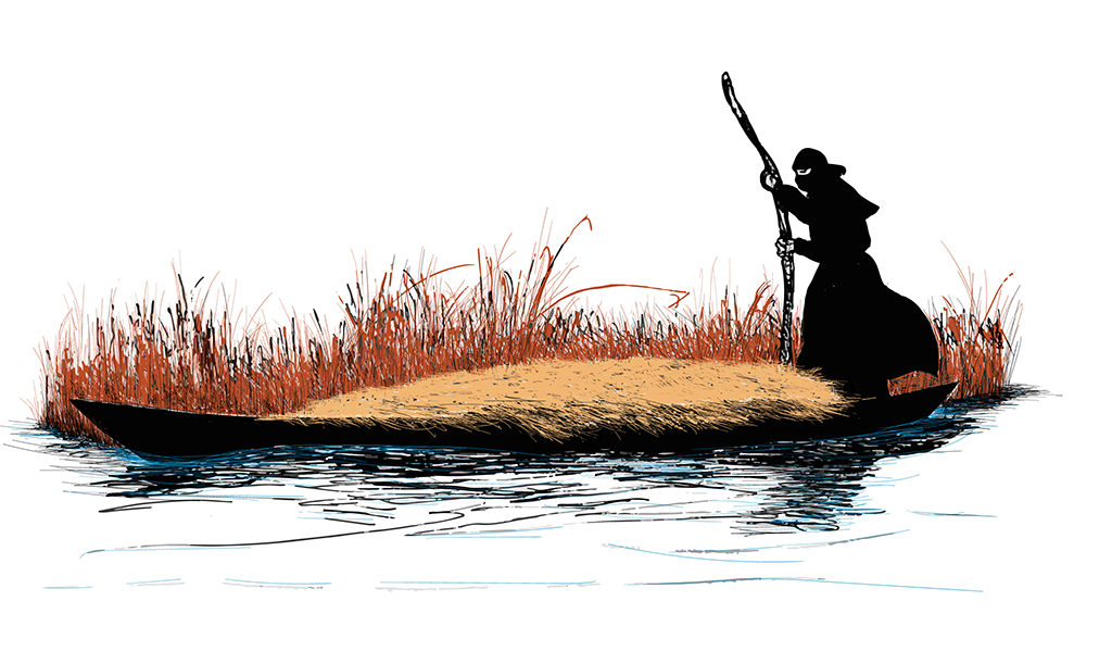 Graphic of someone rowing a boat.