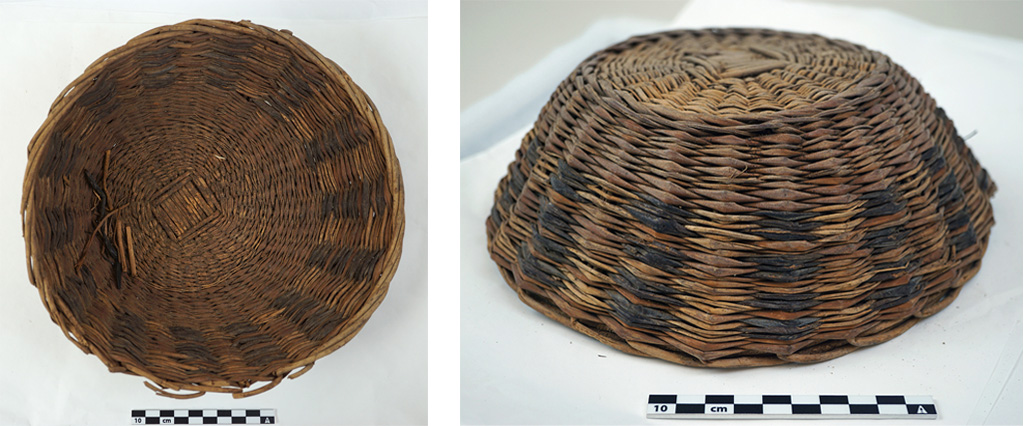 Two photos of a basket.