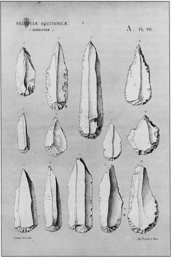 Sketches of Upper Paleolithic tools.