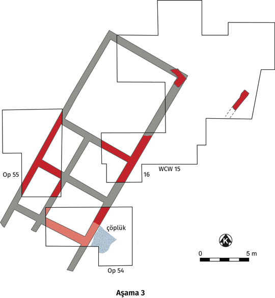 A diagram showing how walls and rooms fit into the excavated areas at Gordion.