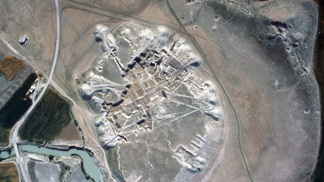An aerial view of the Gordion site.