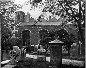 The cemetery outside a church