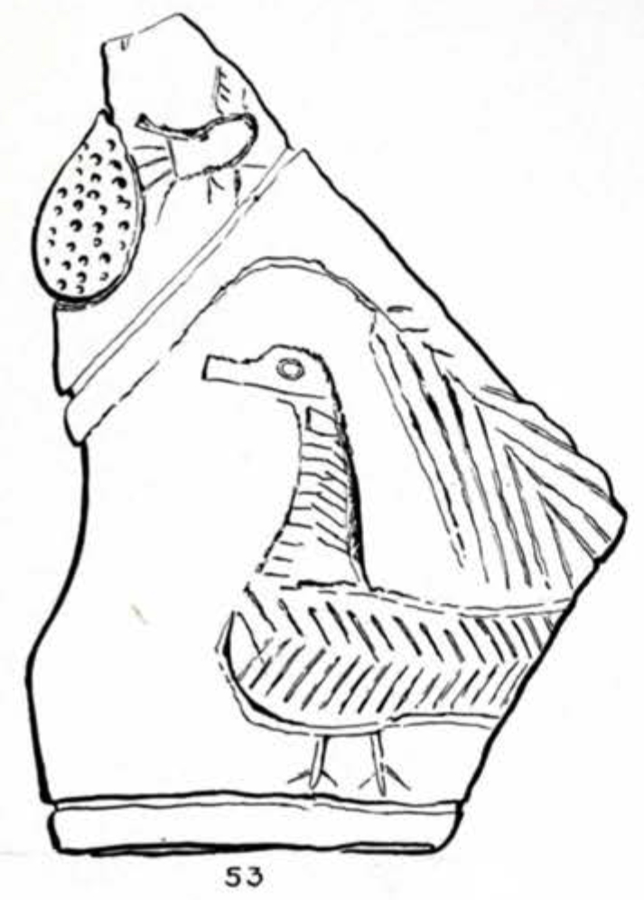 Drawing of a fragment showing a bird
