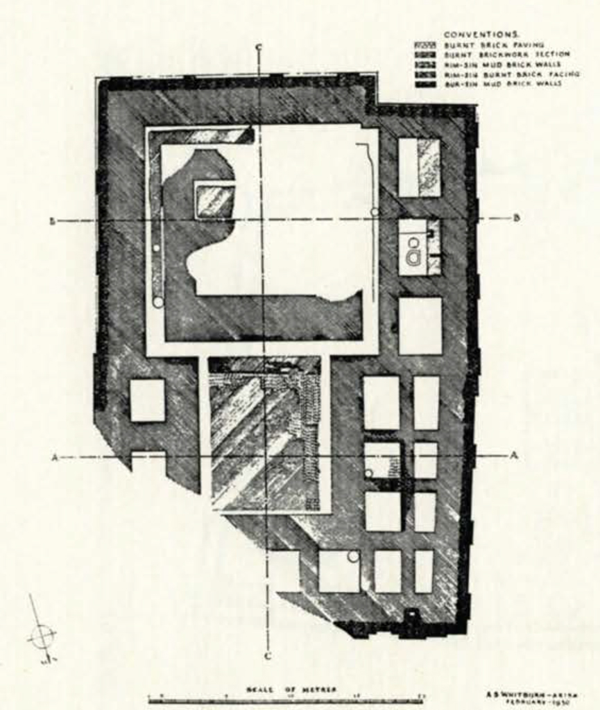 Drawn plans of the Temple of Enki showing wall types and locations