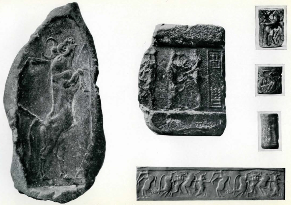 Three cylinder seals and three seal impressions