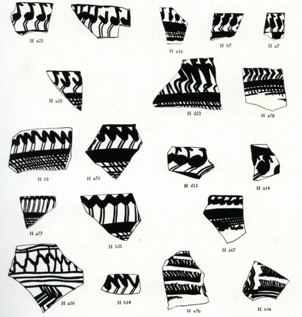 drawing of shards with similar designs