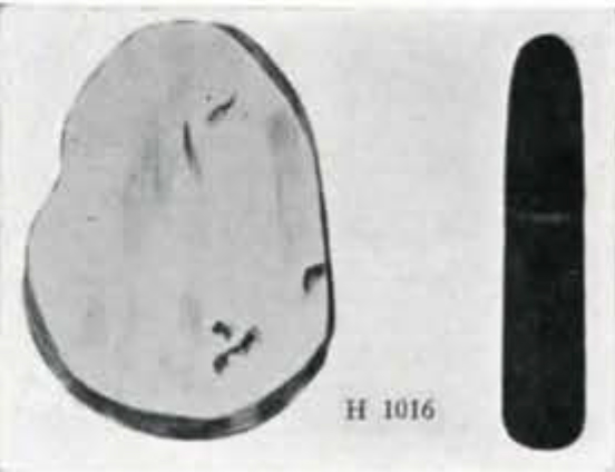 drawing of top and side view of a flat stone