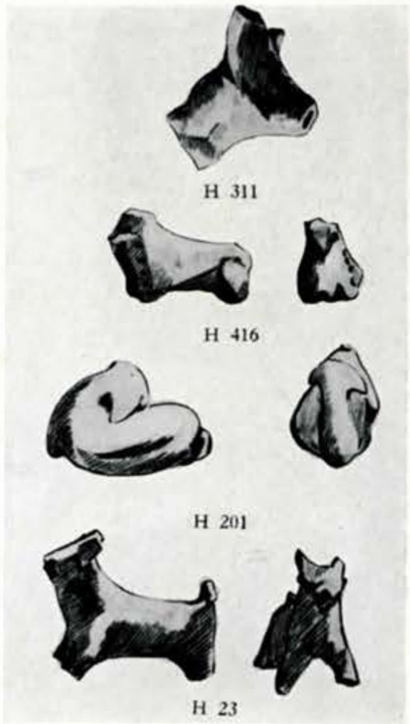 Drawings of several small animal figurines