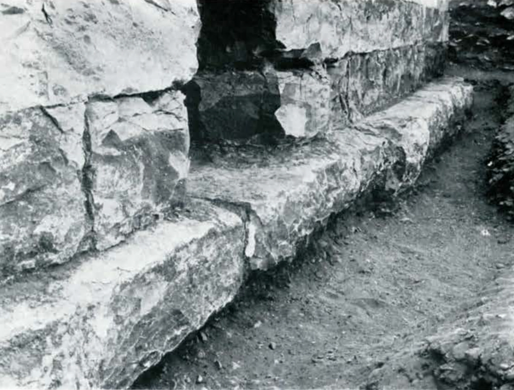 Brick foundation around an entrance