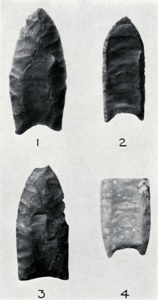 four carved stone points