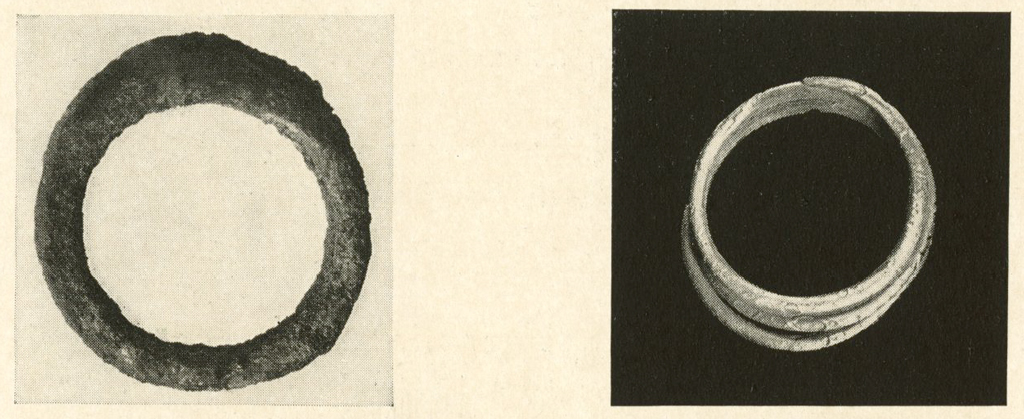 Two view of a ring made of several coils, before and after cleaning
