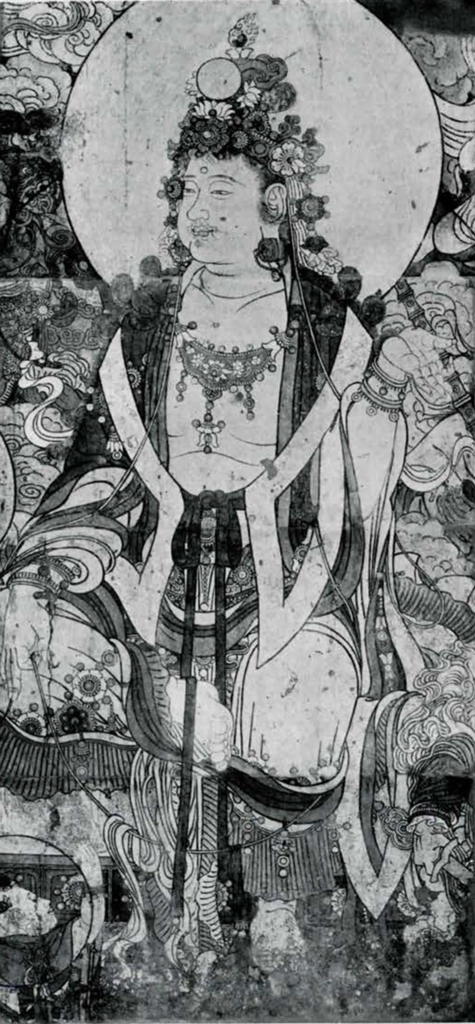 Part of a mural showing a bodhisattva