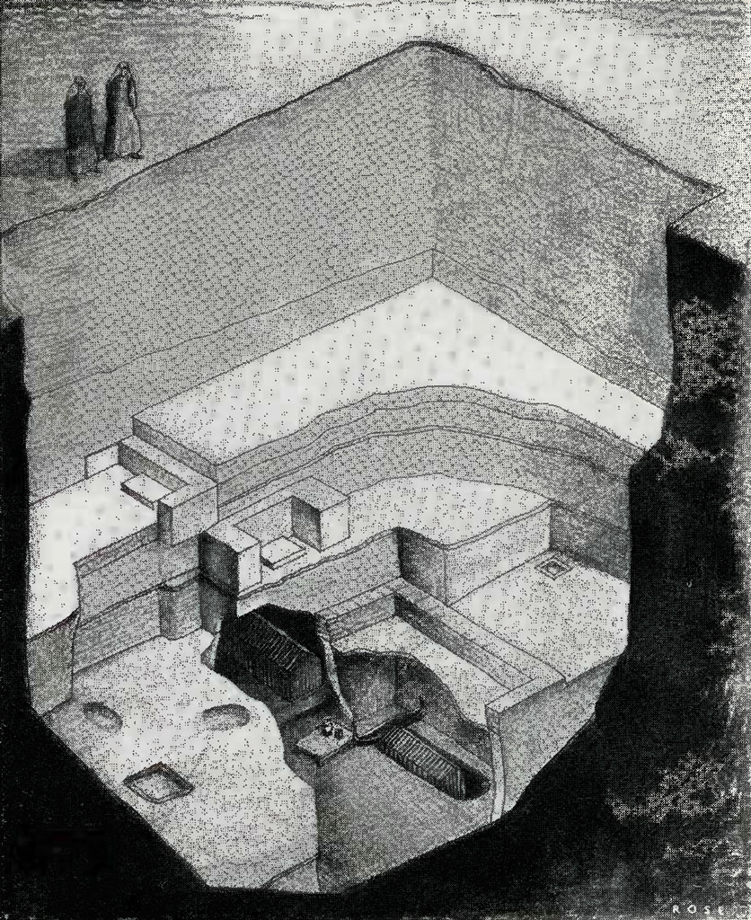 Drawing of the layout of a grave 
