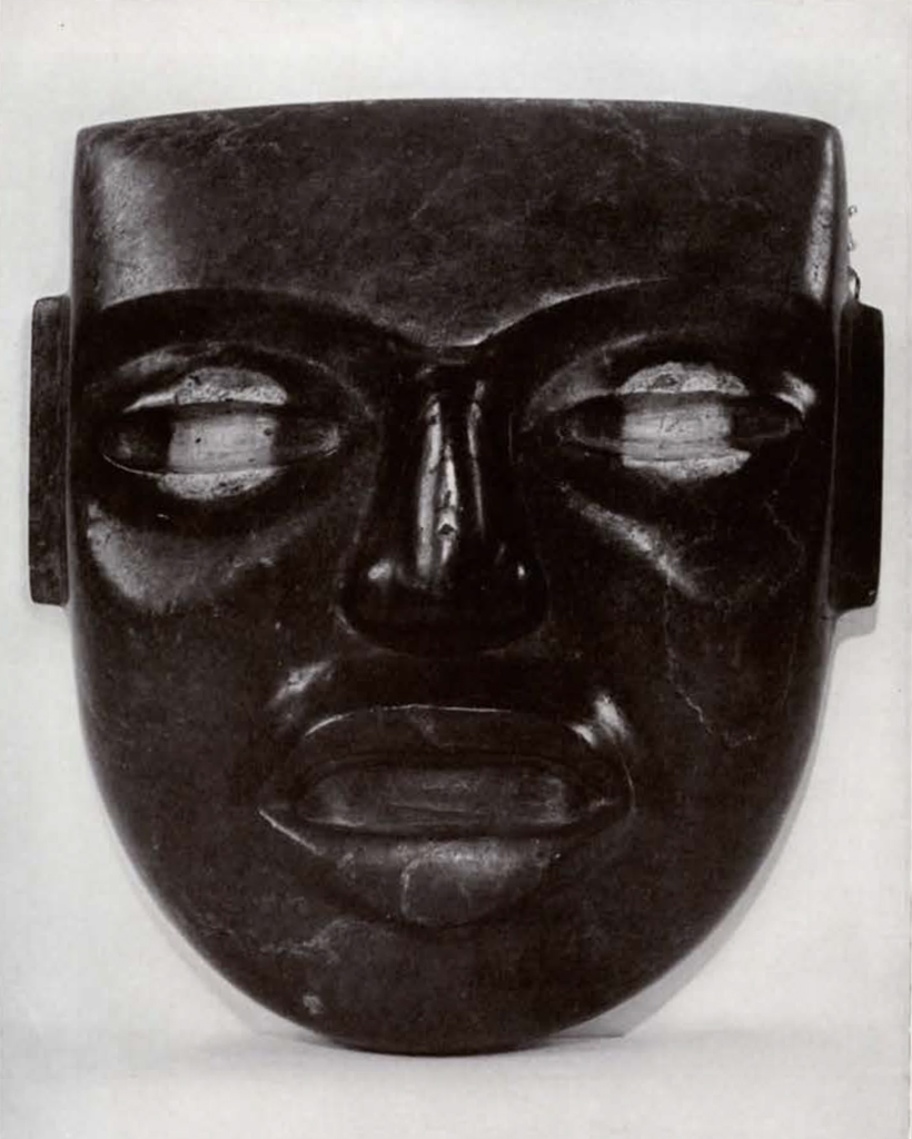 Stone mask with white spots on the eyes