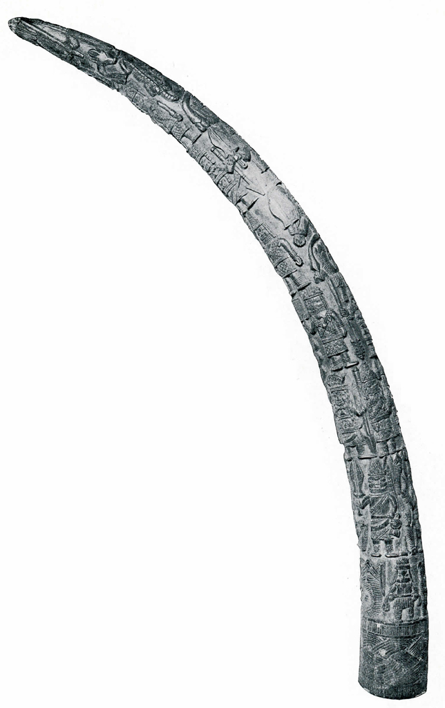 Elephant tusk with registers of carvings