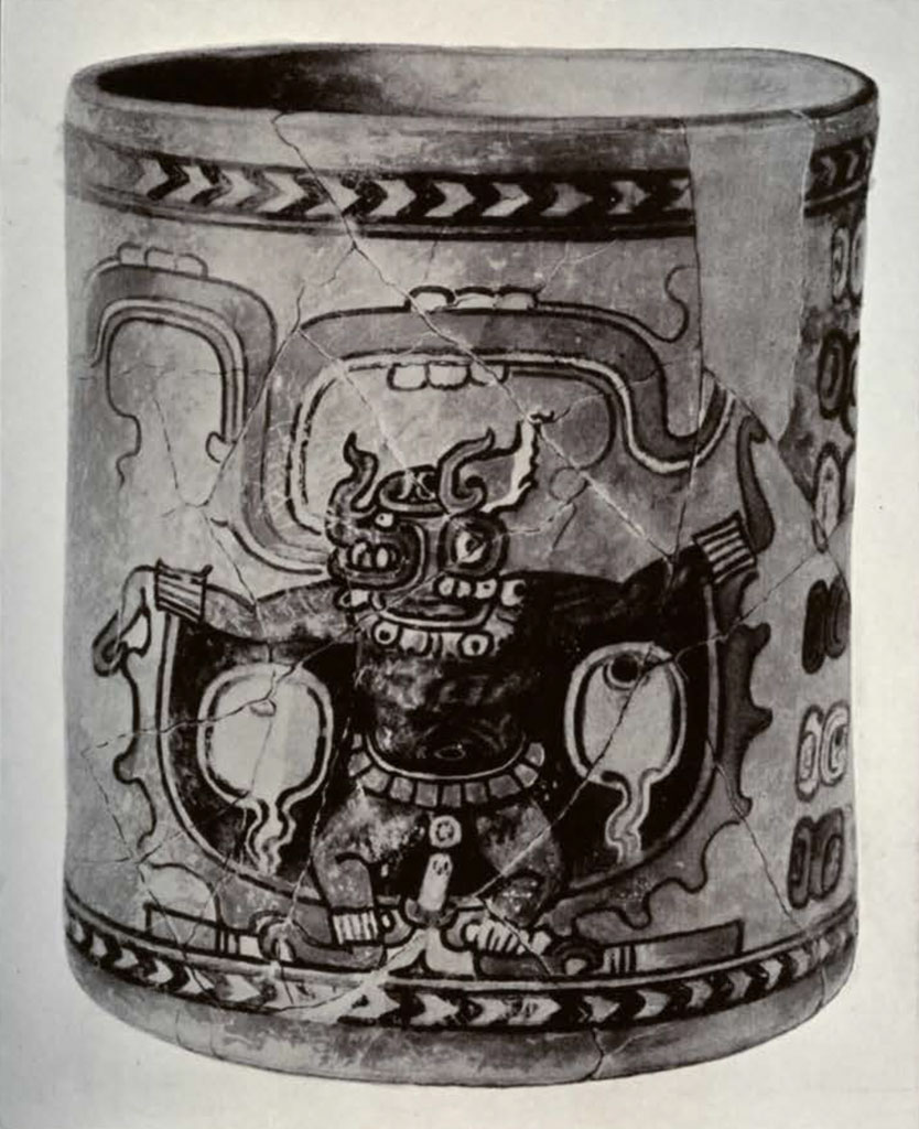 A cup depicting the bat god