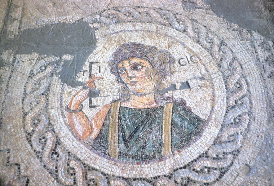 Sanctuary of Apollo.  Baths: Ktisis mosaic.  Kourion, Cyprus excavations.