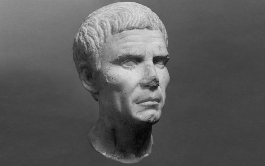 Marble bust of a middle aged man.