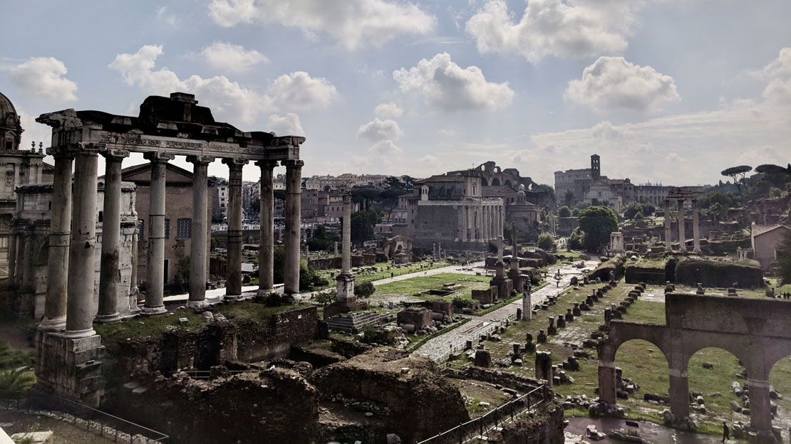 The ruins of ancient Rome in the modern day.